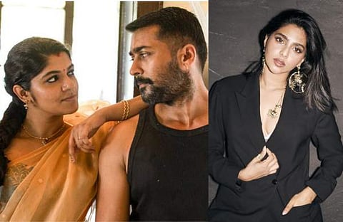 സൂരറൈ പോട്രിൽ സൂര്യയും അപർണ ബാലമുരളിയും, ഐശ്വര്യ ലക്ഷ്മി/ ഫെയ്സ്ബുക്ക്