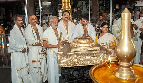 ചിരഞ്ജീവി ഗുരുവായൂരില് ക്ഷേത്ര ദര്ശനത്തിനെത്തിയപ്പോള്