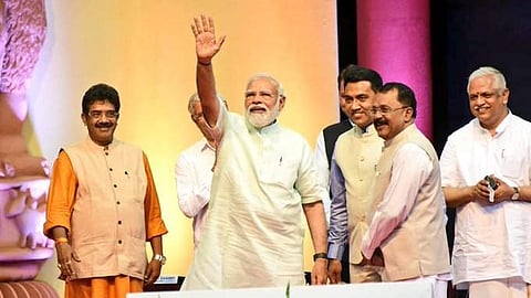 സത്യപ്രതിജ്ഞ ചടങ്ങില് പ്രധാനമന്ത്രി എത്തിയപ്പോള്/ബിജെപി ഗോവ ട്വിറ്റര്