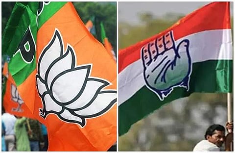 ബിജെപി, കോണ്ഗ്രസ് പതാകകള്