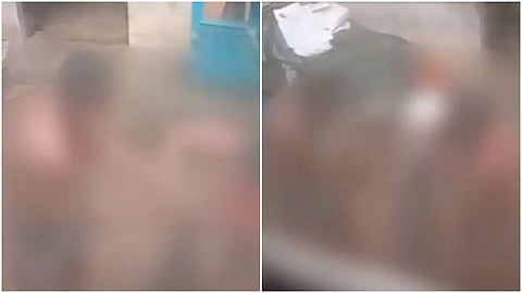 വൃദ്ധയെ മര്ദ്ദിക്കുന്നതിന്റെ വീഡിയോദൃശ്യത്തില് നിന്ന്