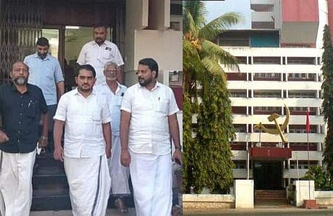 എസ്ഡിപിഐ സംഘം എകെജി സെന്ററിനു മുന്നില്/ ഫെയ്സ്ബുക്ക്