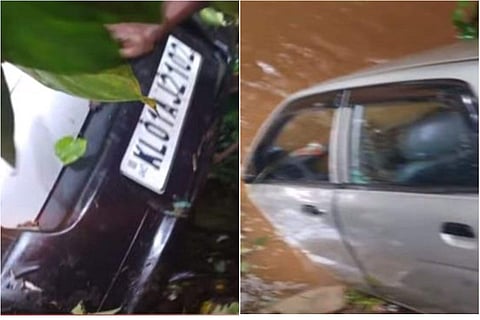 അപകടത്തില്പ്പെട്ട കാര്/ ടിവി ദൃശ്യം