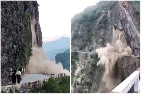 മലയിടിഞ്ഞു വീഴുന്നു/ വീഡിയോദൃശ്യം