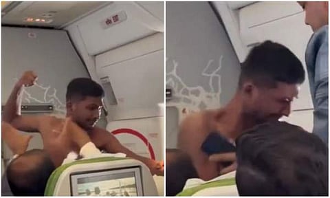 വിമാനയാത്രക്കിടെ തല്ല് വൈറലായി വീഡിയോ/ ചിത്രം ട്വിറ്റർ