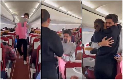 പറക്കലിനിടെ കാമുകിക്ക് സർപ്രൈസ് നൽകി കാമുകൻ / ചിത്രം ട്വിറ്റർ