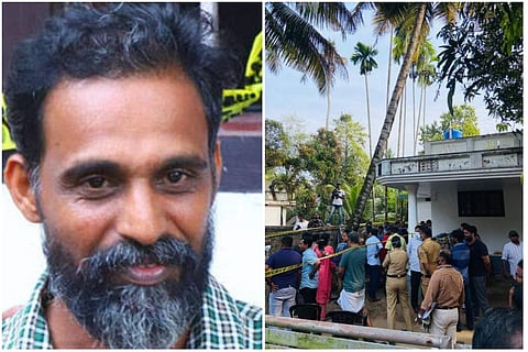 അറസ്റ്റിലായ സജീവന്, പൊലീസ് വീട്ടില് പരിശോധന നടത്തുന്നു