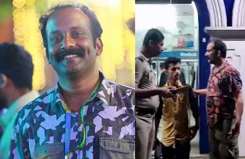 ജിബിൻ ഗോപിനാഥ്/ ചിത്രം; ഫെയ്സ്ബുക്ക്, ജിബിൻ പിടിച്ച മോഷ്ടാവിനൊപ്പം/ ടെലിവിഷൻ ദൃശ്യം