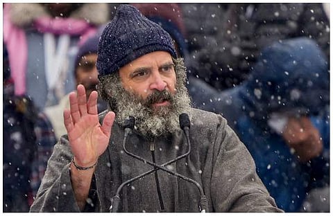 ഭാരത് ജോഡോ യാത്രയുടെ സമാപന സമ്മേളനത്തില് രാഹുല് ഗാന്ധി/പിടിഐ