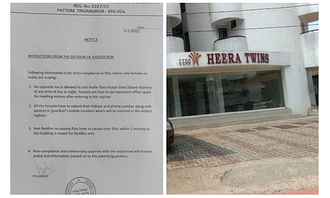 തിരുവനന്തപുരത്തെ ഫ്ലാറ്റിൽ പതിപ്പിച്ച നോട്ടീസ്