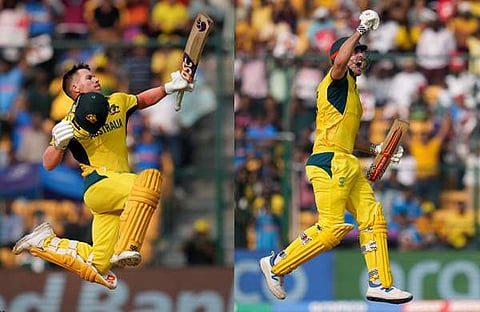 സെഞ്ച്വറി നേട്ടം ആഘോഷിക്കുന്ന വാർണർ, മാർഷ്/ പിടിഐ