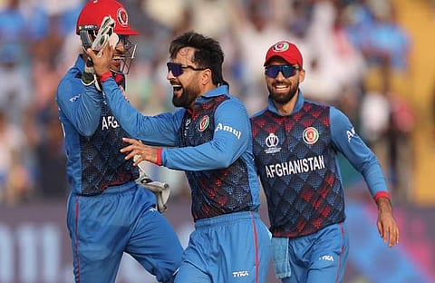 വിക്കറ്റ് എടുത്ത അഫ്ഗാന് താരങ്ങളുടെ ആഹ്ലാദം