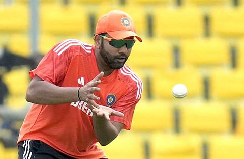 ഇന്ത്യൻ ക്യാപ്റ്റൻ രോഹിത് ശർമ പരിശീലനത്തിൽ/ പിടിഐ