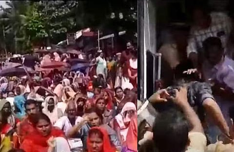 നാട്ടുകാരുടെ പ്രതിഷേധം, പൊലീസ് അറസ്റ്റ് ചെയ്തു നീക്കുന്നു/ ടിവി ദൃശ്യം