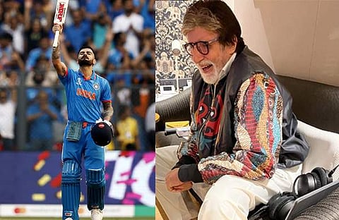 വിരാട് കോഹ്ലി, സെമി ഫൈനൽ പോരട്ടത്തിൽ നിന്ന്/ അമിതാഭ് ബച്ചൻ, ഇൻസ്റ്റഗ്രാം