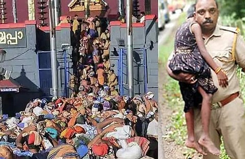 കൂട്ടം തെറ്റിയ കുഞ്ഞ് മാളികപ്പുറത്തെ മോട്ടോർ വാഹനവകുപ്പ് ഉദ്യോഗസ്ഥർ രക്ഷിച്ചപ്പോൾ