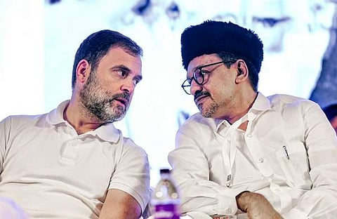 കോഴിക്കോട് നടന്ന പരിപാടിയില് അബ്ദുസ്സമദ് സമദാനിക്കൊപ്പം രാഹുല് ഗാന്ധി/ ഫോട്ടോ: പിടിഐ