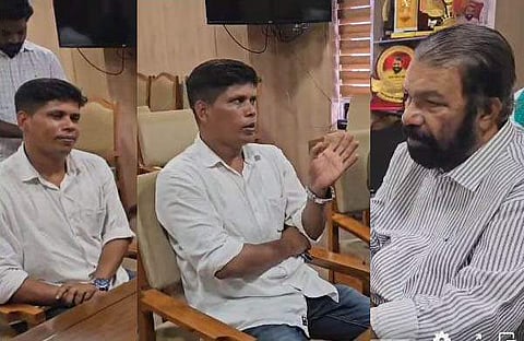 ഫിറോസ് മന്ത്രി ശിവന്കുട്ടിക്കൊപ്പം/വിഡിയോ ദൃശ്യം