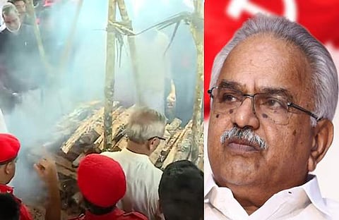 കാനത്തിന്റെ മൃതദേഹം സംസ്കരിക്കുന്നു/ ടിവി ദൃശ്യം