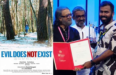 ഫാസിൽ റസാഖ് പുരസ്കാരം സ്വീകരിക്കുന്നു