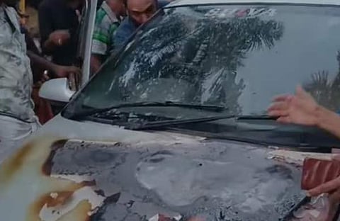 കാര് കത്തിയ നിലയില്/ ടെലിവിഷന് ദൃശ്യം