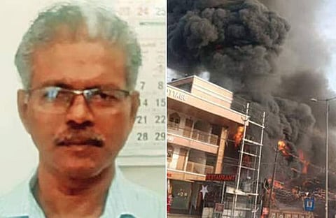 ബാബു, കറുകുറ്റിയിലെ തീപിടിത്തം/ഫോട്ടോ: വീഡിയോ സ്ക്രീന്ഷോട്ട്