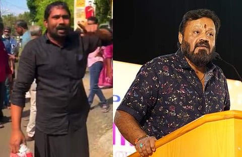 പരിപാടിക്കിടെ ആത്മഹത്യയ്ക്ക് ശ്രമിച്ച സുരേഷ്/ വിഡിയോ സ്ക്രീൻഷോട്ട്, സുരേഷ് ഗോപി/ ഫെയ്സ്ബുക്ക്