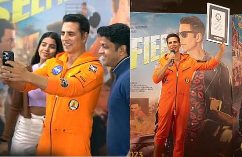 ആരാധകർക്കൊപ്പം സെൽഫിയെടുക്കുന്ന അക്ഷയ്/ വിഡിയോ സ്ക്രീൻഷോട്ട്, അക്ഷയ് ഗിന്നസ് റെക്കോർഡുമായി/ ട്വിറ്റർ