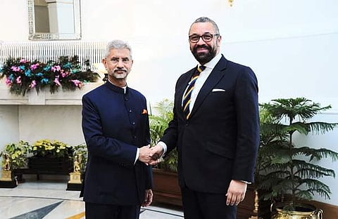 എസ് ജയശങ്കറും ജെയിംസ് ക്ലവര്ലിയും കൂടിക്കാഴ്ചയ്ക്കിടെ/ട്വിറ്റര്