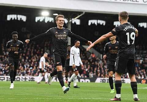 ഗോൾ നേട്ടമാഘോഷിക്കുന്ന ആഴ്സണൽ താരങ്ങൾ/ ട്വിറ്റർ