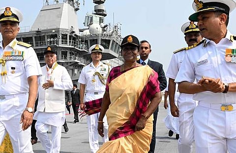 കേരള സന്ദർശനത്തിന് എത്തിയ ദ്രൗപദി മുർമു/ ചിത്രം; പിടിഐ