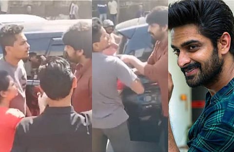 കാമുകിയെ മർദിച്ച യുവാവിനെ പിടിച്ചു നിൽത്തുന്ന നടൻ നൗഗശൗര്യ/ വിഡിയോ സ്ക്രീൻഷോട്ട്, നാഗശൗര്യ/ ഇൻസ്റ്റഗ്രാം