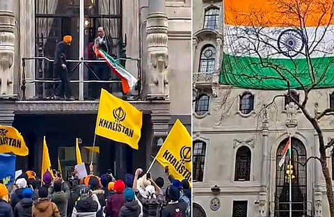 ലണ്ടനിലെ ഇന്ത്യന് ഹൈക്കമ്മീഷനിലേക്ക് നടന്ന ആക്രമണം/ പിടിഐ