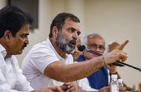 രാഹുല് ഗാന്ധി വാര്ത്താ സമ്മേളനത്തില്/പിടിഐ