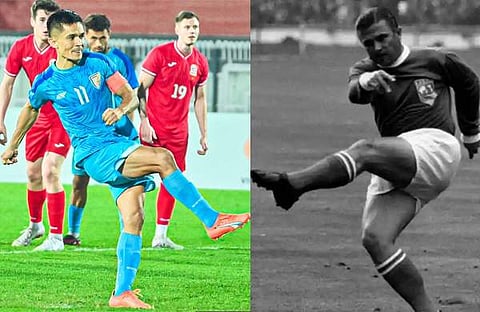 ഛേത്രി, പുഷ്കാസ്/ ട്വിറ്റർ