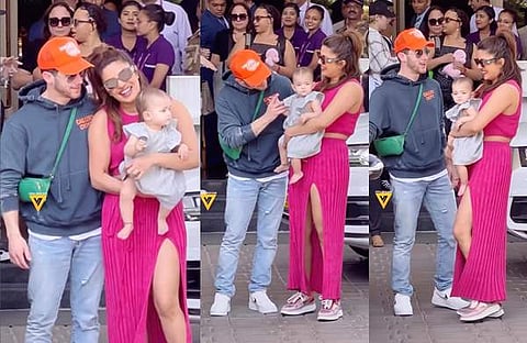 മാൽതിക്കൊപ്പം മുംബൈ വിമാനത്താവളത്തിൽ എത്തിയ പ്രിയങ്കയും നിക് ജൊനാസും/ വിഡിയോ സ്ക്രീൻഷോട്ട്