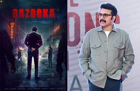 ബസൂക്ക പോസ്റ്റർ, മമ്മൂട്ടി/ ചിത്രം; ഫെയ്സ്ബുക്ക്