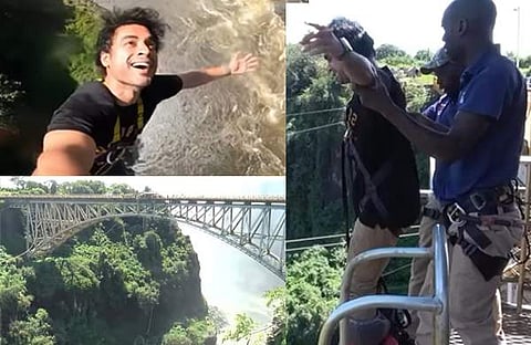 ടൊവിനോ ബംഗീ ജംപിങ് നടത്തുന്നു/ വിഡിയോ സ്ക്രീൻഷോട്ട്