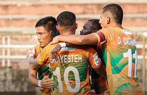 കേരള ബ്ലാസ്റ്റേഴ്സിനെ പരാജയപ്പെടുത്തിയ ശ്രിനിധി ഡെക്കാന് താരങ്ങളുടെ ആഹ്ലാദം/ ട്വിറ്റര്