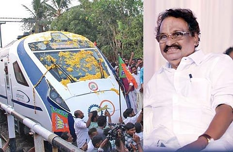 വന്ദേഭാരത് ട്രെയിൻ/ എക്സ്പ്രസ് ചിത്രം, എകെ ബാലൻ/ ഫെയ്സ്ബുക്ക്