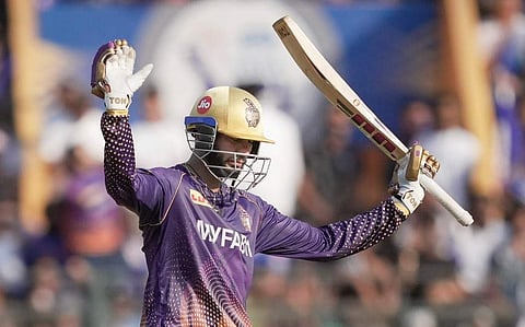 സെഞ്ച്വറി നേട്ടം ആഘോഷിക്കുന്ന വെങ്കടേഷ് അയ്യർ