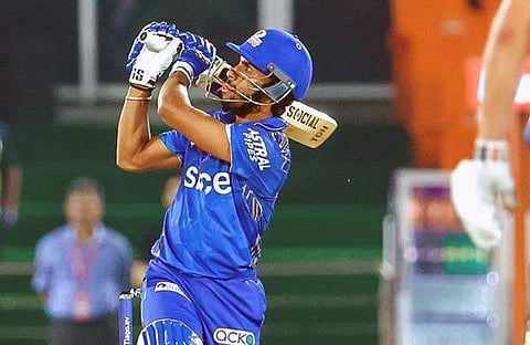 തിലക് വർമ്മയുടെ ബാറ്റിങ്ങ്/ പിടിഐ