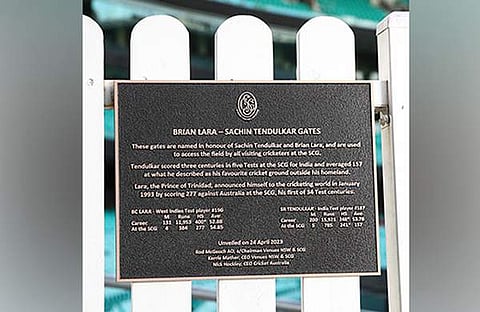 സച്ചിന്റേയും ലാറയുടേയും പേരിൽ അറിയപ്പെടുന്ന സിഡ്നി ക്രിക്കറ്റ് ഗ്രൗണ്ടിലെ ഗേറ്റ്, ട്വിറ്റർ