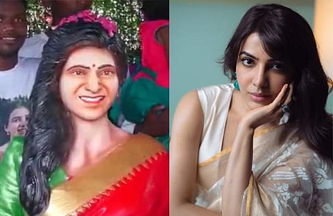 സാമന്തയുടെ പ്രതിമ/ വിഡിയോ സ്ക്രീൻഷോട്ട്, സാമന്ത/ ട്വിറ്റർ