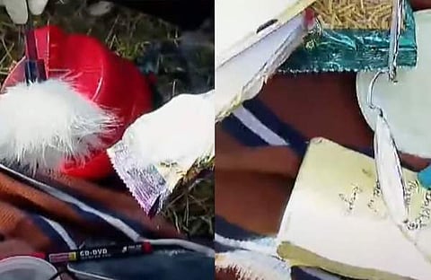 ട്രാക്കിൽ നിന്നും കണ്ടെടുത്ത വസ്തുക്കൾ/ ടിവി ദൃശ്യം