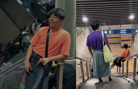 ഡല്ഹി മെട്രോയില് പാവാട ധരിച്ചെത്തിയ യുവാക്കളുടെ ദൃശ്യം