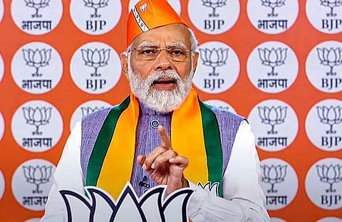 പ്രധാനമന്ത്രി പ്രവര്ത്തകരെ അഭിസംബോധന ചെയ്യുന്നു, പിടിഐ