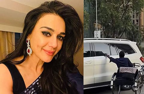 പ്രീതി സിന്റ/ ഫെയ്സ്ബുക്ക്, പ്രീതി സിന്റയുടെ വണ്ടിക്കു പിന്നാലെ വരുന്നയാൾ