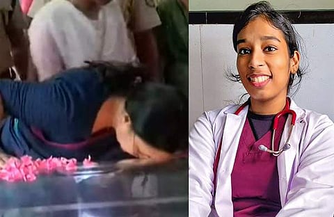 മന്ത്രി വീണാജോർജ് അന്ത്യാഞ്ജലി അർപ്പിക്കുന്നു, ഡോ, വന്ദന/ ടിവി ദൃശ്യം