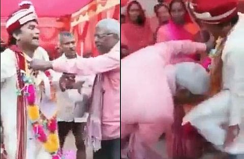 മകനെ പരസ്യമായി ചെരുപ്പൂരി തല്ലി പിതാവ്/ ട്വിറ്റർ സ്ക്രീൻഷോട്ട്